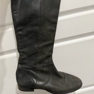 J. Crew Dark Leather Heeled Boots